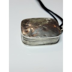 Antique Sterling Silver Pill Box Pendant Engraved Floral Keepsake Locket