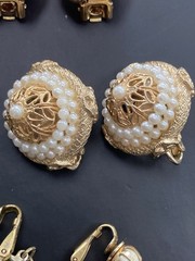 Vintage Clip On Earrings Lot 6 Sets Gold Tone Glass Acrylic 1 Signed Coro