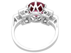 Art Deco 2.05Ct Pink Tourmaline and 0.55Ct Diamond Platinum Ring Circa 1925