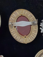 7 Vintage Unique Cameo Pins & Clips Plastic, Stone, Glass