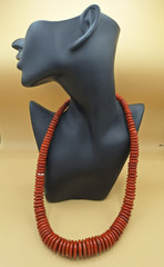 Red Jasper Disc Necklace with FAS Sterling Silver 925 Lobster Clasp 22-24″