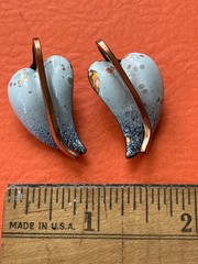 Vintage Clip Ons by Matisse Renoir – Copper and White Enamel – Brutalist Style?
