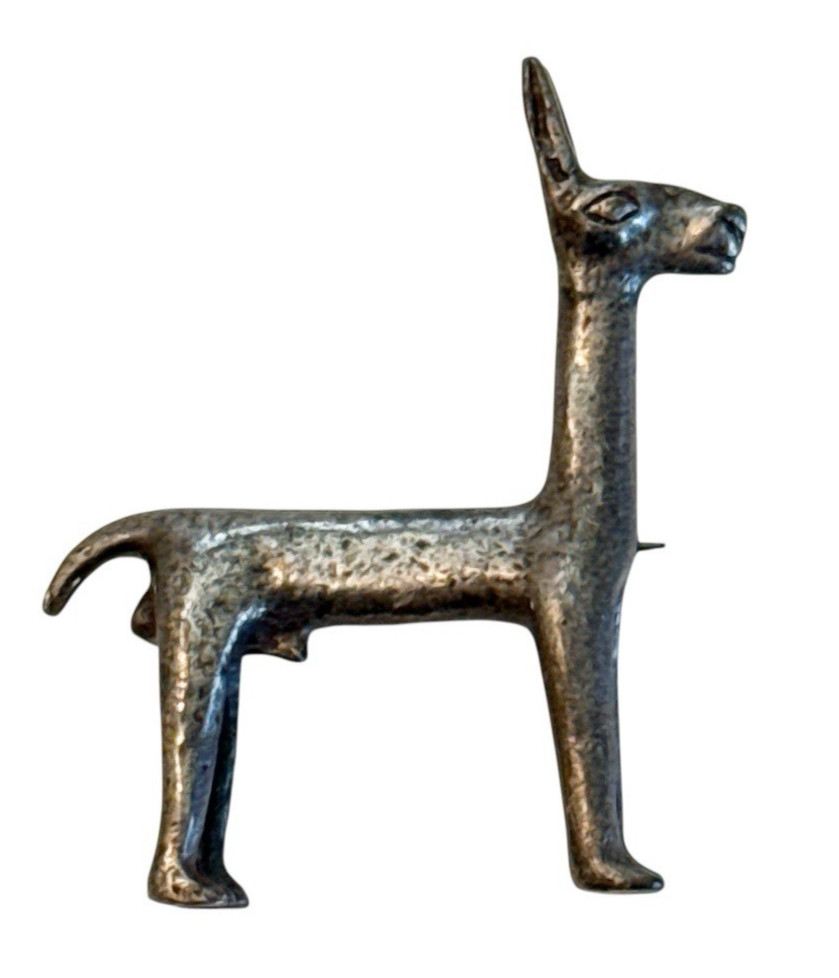 Vintage Alva Studio Silver Plated Pewter Llama Brooch Alpaca Pin 2″