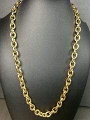 Vtg Monet Gold Tone Oval Links Chain Necklace Shepherds Hook 29 In.