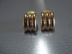 1 Pair Old 1″in Stud Gold Tone Bars 1/4 Moon Shape