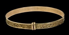 Antique Edwardian 10k GF Small/Child Adjustable Buckle Floral Engraved Bracelet