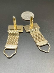 Vintage Gold Tone Wraparound Mesh Cufflinks geometric Diamond Texture Rectangle