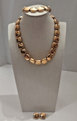 Vtg Napier Gold Tone Chunky Square Collar Necklace Bracelet Earrings Set
