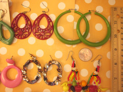 VTG 2 Mod Retro Earring Lot-16 Pr Pierced-Halloween-Theatrical-Dress-Up-Fun!