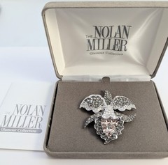 Nolan Miller Signed Orchid Flower Crystal Brooch Pink Clear Smoky Gray In Box