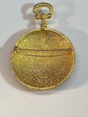 Vintage KARU Gold Tone Enamel Paisley Convertible Brooch Pendant 1960s-70s