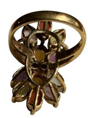 Multi Gemstone Ring Sterling Silver 925 Gold Vermeil Size 6.25 Statement Vintage