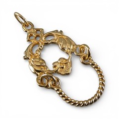 Sterling Silver & Gold Vermeil Victorian Style Charm Holder Necklace Pendant