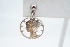 Vintage Carved Mercury Silver Dimes Earrings