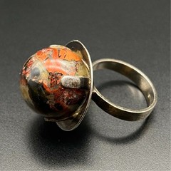 Vintage Modernist Bloodstone Sterling Silver Ring Size 5.25