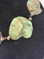 Vintage Turquoise Statement Necklace | Asymmetrical Multi-sized Stones | 18″