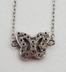VTG 925 FAS Butterfly Necklace 16in Adjustable Sterling Silver Choker Thailand