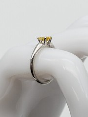 Orange Blossom .75ct Mine Pear Cut FANCY INTENSE YELLOW Diamond Platinum Ring