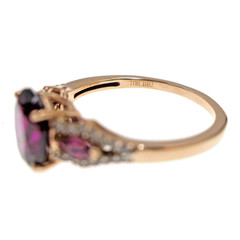 10k Solid Rose Gold 1.50ct Natural Purple Garnet and White Topaz Ring Size 7.75