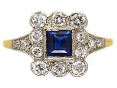 Art Deco Antique 2.80Ct Natural Sapphire Vintage Wedding Ring 14K Yellow Gold FN