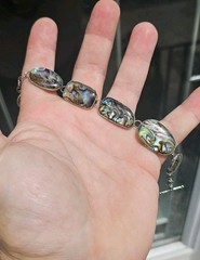 VINTAGE ABALONE 925 STERLING SILVER BRACELET 7+8 Inch Adjustable GORGEOUS…