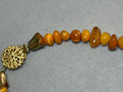 Vintage Baltic Amber Statement Necklace 46.9g Graduated Teeth Beads Cognac Honey