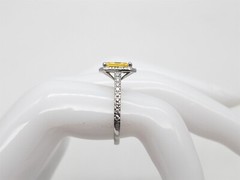 $7000 3.50ct Natural Fancy Cut Yellow Sapphire VS G Diamond Platinum HALO Ring