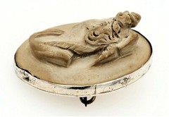 Lava Cameo Brooch Pin Sterling Silver Setting Fine Vintage Jewellery