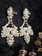 RHINESTONE Mixed Vintage Multi-Color Pierced Earrings LOT/10