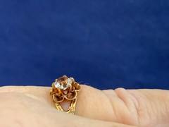 Vtg 14K Yellow Gold Ring 1.7g Fine Jewelry Size 7 Band Clear Round Stone *READ*