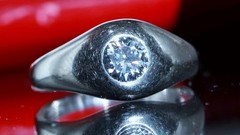 14k white gold ring 0.33ct natural diamond sz 4.5 solitaire antique 3.64gr N3622