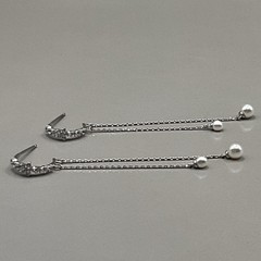 Sterling Silver 925 Women’s Earrings Pierced Crystal Pearl