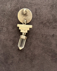 VTG 925 Sterling Silver Rose Clear Quartz Crystal Point Step Pendant Art Deco