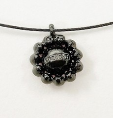 VINTAGE GIVENCHY PINK RHINESTONE FLOWER GUN METAL WIRE ADJUSTABLE NECKLACE J145