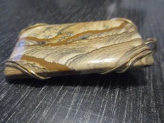 Modern Artisan Huge African Queen Picture Jasper Landscape 2-1/2″X1-3/8″Pendant