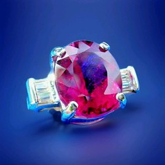 Original EARTH MINED RUBELLITE Tourmaline DIAMOND Deco Engagement Ring 14K GOLD