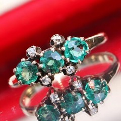 14k yellow gold ring 0.40ct Lab-created emerald diamond sz 5 vintage 1.5g N3096A