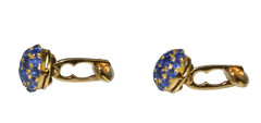 VINTAGE 14K YELLOW GOLD GENUINE SAPPHIRE CUFFLINKS ROUNDED DOME 9.6 GRAMS