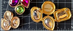 vtg mogul chunky gemstone cluster brooch clip on earrings set