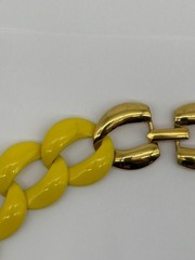 Vintage Napier Necklace of Bright Yellow Coated Enamel Chunky Chain Links Signed