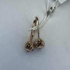 Vintage Soviet 14K 583 Rose Gold Tulip Earrings Purple Stone 1.67g