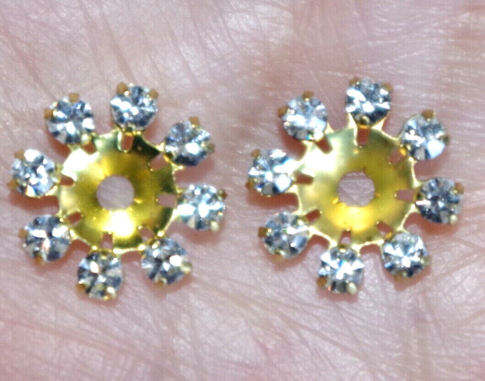 VINTAGE GORGEOUS 12MM CZ SEED FLOWER JACKETS FOR EARRINGS USE W ANY STUDS