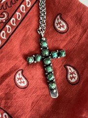 RRL Double RL Vintage Collection Sterling Silver Navajo Turquoise Cross Necklace