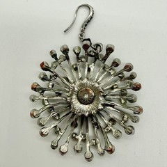 ZOE & SYD Silver Tone Starburst Dangle Earrings Statement Clear Rhinestones VNTG