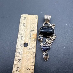 Handcrafted Pendant Semi-Precious Stones Statement 2.5 inches Boho Ethnic