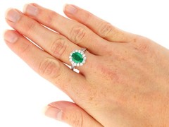 Antique 1.87Ct Zambian Emerald and 0.68Ct Diamond Platinum Dress Ring Circa 1935