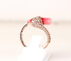Rare 18KT Rose Gold 2.78ct Conch 0.80ct Diamond Ring ! 100% Genuine Conch Peal !