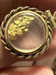 Necklace Encased 22k gold nuggets and 12k gold-filled rope border bezel & Chain