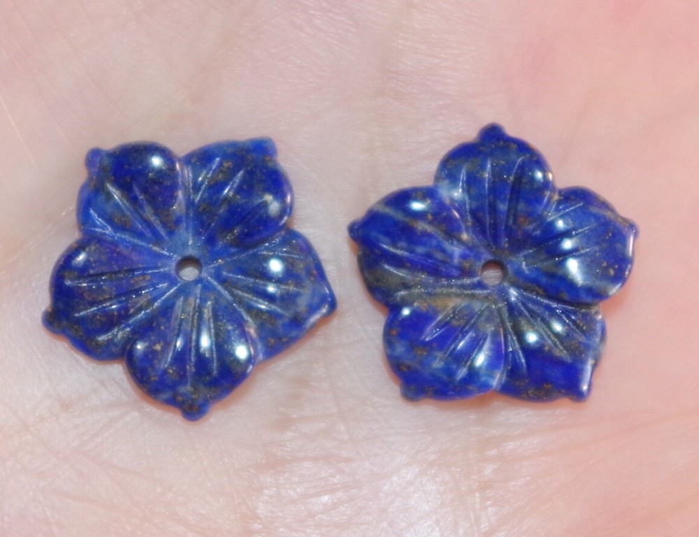 Vintage Gorgeous 15MM Lapis Flower Jackets For Earrings Use With Any Studs