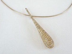 Dallas Prince Gold on Sterling Silver Modernist Marcasite Pendant Necklace